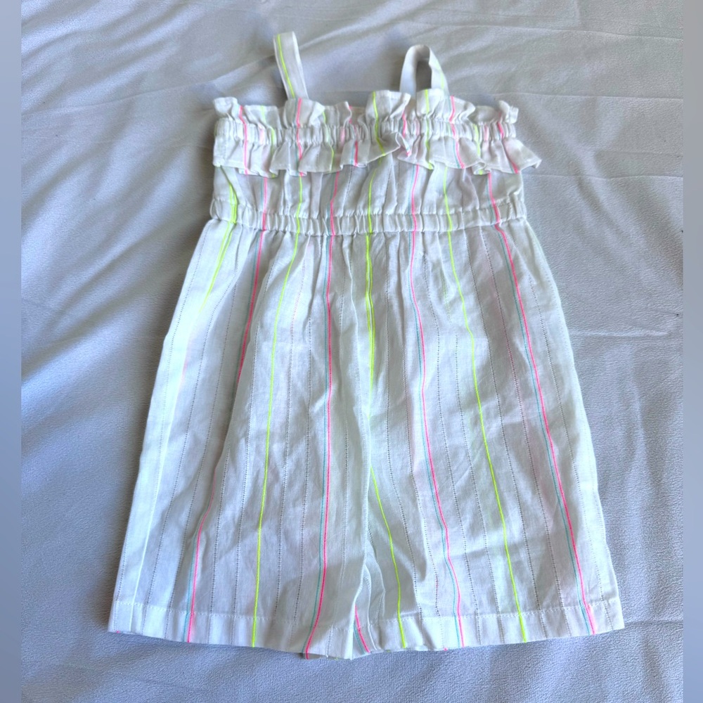 Janie & Jack Girl Baby 3-6 months NEW Romper Shortall Ruffle White sparkle